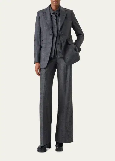 Akris Arie Prince of Whales Wool Flannel Single-Breasted Jacket | Thumbnail 2