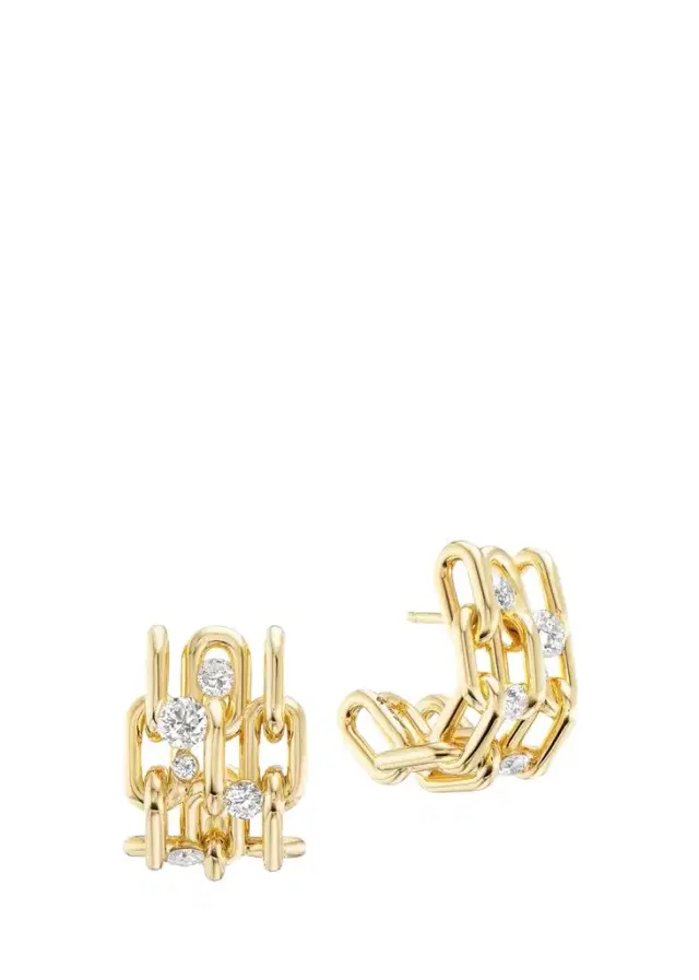 Uniform Object 18K Gold & 1.16 TCW Diamond Power Stack Hoop Earrings