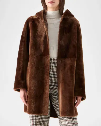 Akris punto Hooded Shearling Oversized Coat | Thumbnail 4 Akris punto Hooded Shearling Oversized Coat | Thumbnail 4