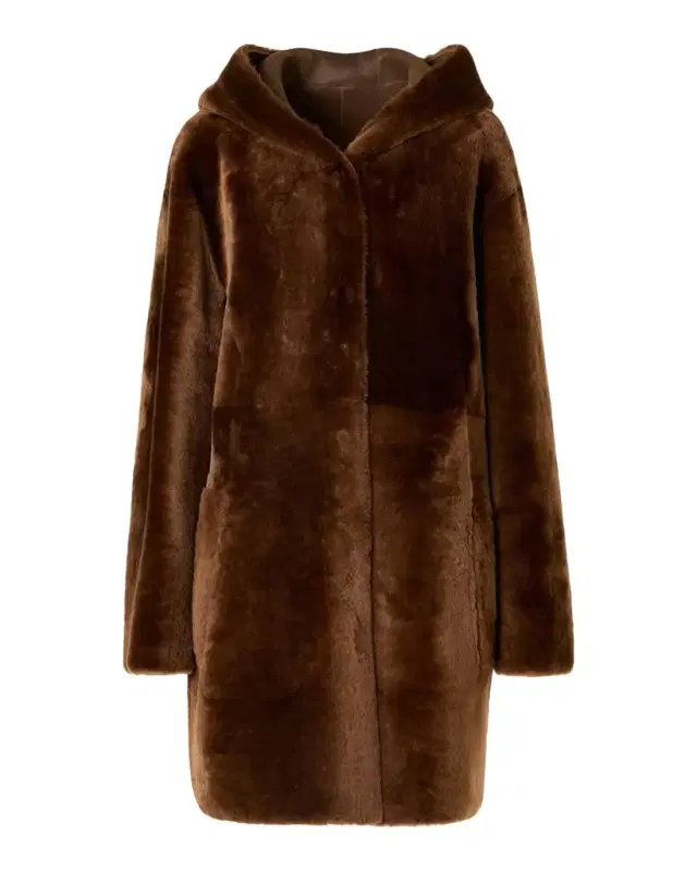 Akris punto Hooded Shearling Oversized Coat