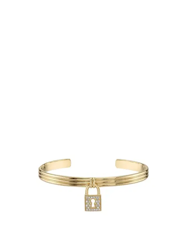 Sydney Evan 14K Yellow Gold & 0.13 TCW Diamond Padlock Cuff