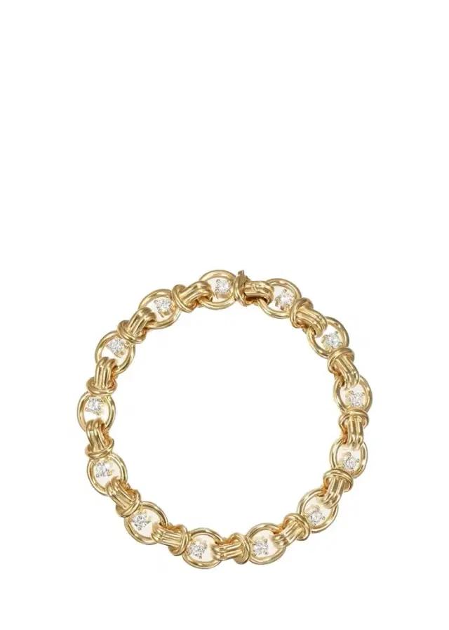 Melissa Kaye 18K Yellow Gold Rocky Bracelet with Diamonds