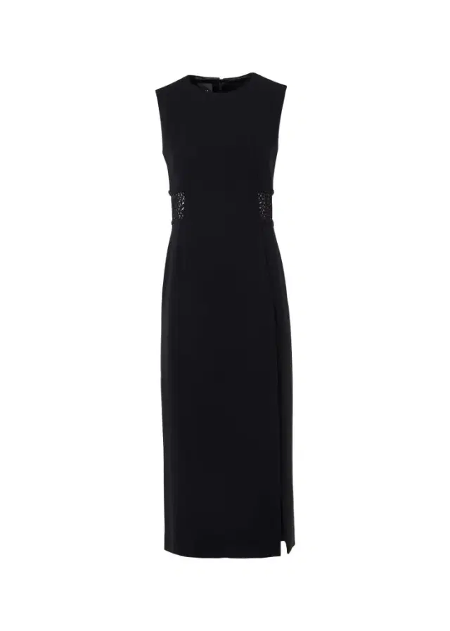 Akris Sleeveless Lace-Inset Wool Double-Face Midi Dress