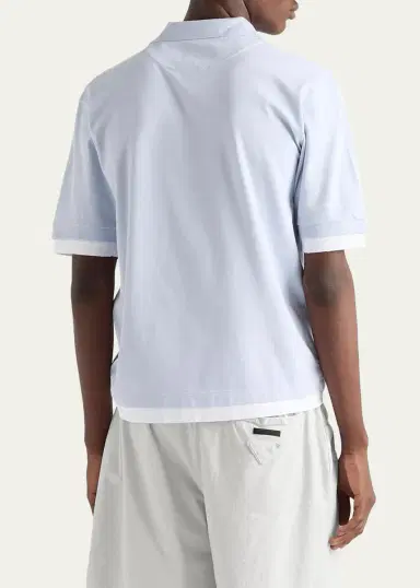 Prada Men's Double-Layer Polo Shirt | Thumbnail 3 Prada Men's Double-Layer Polo Shirt | Thumbnail 3
