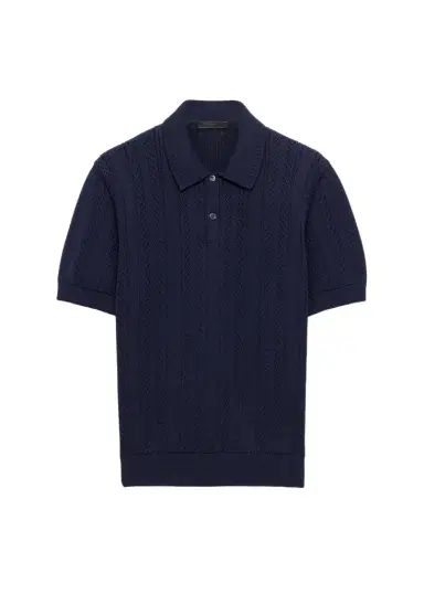 Prada Men's Coton Pointelle Knit Polo Shirt | Thumbnail 1