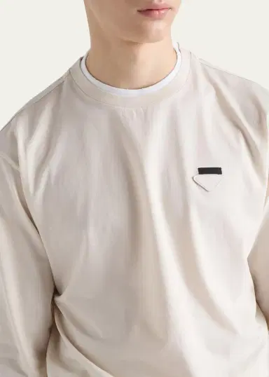 Prada Men's Jersey Long-Sleeve Crewneck T-Shirt | Thumbnail 5 Prada Men's Jersey Long-Sleeve Crewneck T-Shirt | Thumbnail 5
