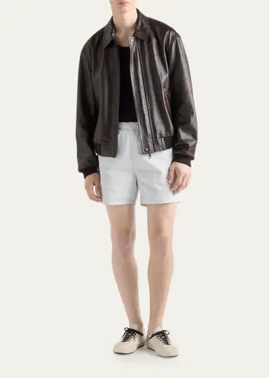 Prada Men's Napa Leather Full-Zip Jacket | Thumbnail 2 Prada Men's Napa Leather Full-Zip Jacket | Thumbnail 2