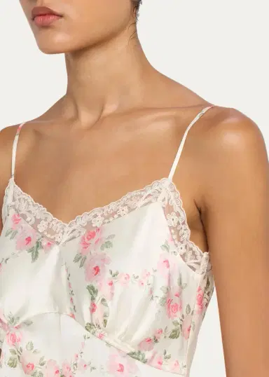 Simone Rocha Floral Satin Tiered Ruffle Midi Slip Dress | Thumbnail 5 Simone Rocha Floral Satin Tiered Ruffle Midi Slip Dress | Thumbnail 5