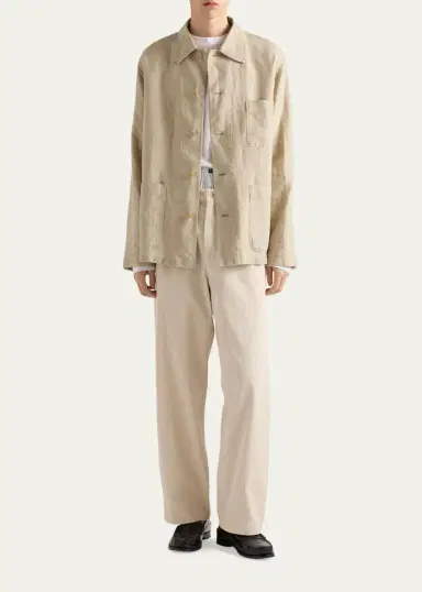 Prada Men's Washed Linen Safari Jacket | Thumbnail 2