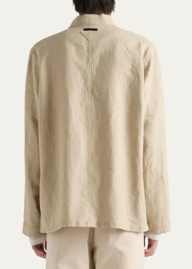 Prada Men's Washed Linen Safari Jacket | Thumbnail 3