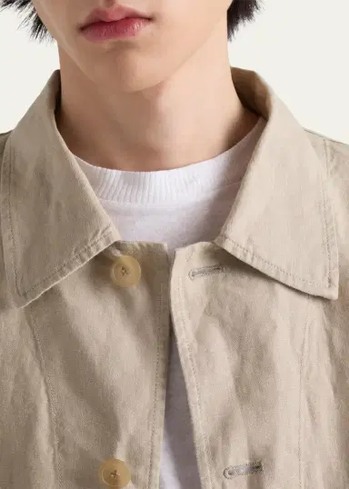 Prada Men's Washed Linen Safari Jacket | Thumbnail 4