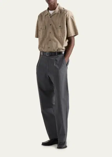 Prada Men's Cotton and Linen Short-Sleeve Shirt | Thumbnail 2