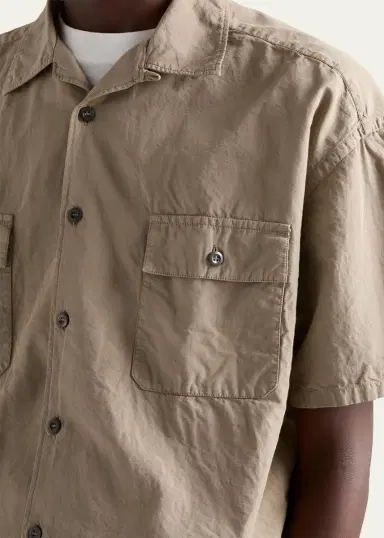 Prada Men's Cotton and Linen Short-Sleeve Shirt | Thumbnail 5