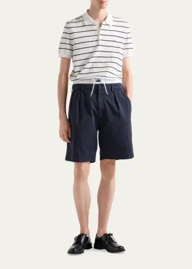 Prada Men's Cotton Knit Pinstripe Polo Shirt | Thumbnail 2 Prada Men's Cotton Knit Pinstripe Polo Shirt | Thumbnail 2