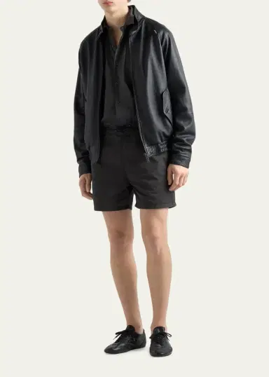 Prada Men's Stand Collar Napa Leather Jacket | Thumbnail 2