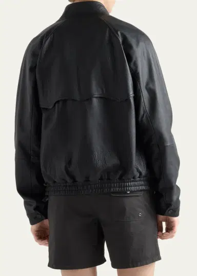 Prada Men's Stand Collar Napa Leather Jacket | Thumbnail 3
