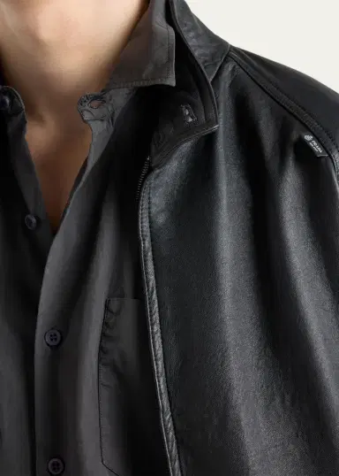 Prada Men's Stand Collar Napa Leather Jacket | Thumbnail 4