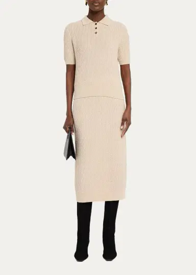 Lafayette 148 New York Cable-Knit Cashmere Polo Sweater | Thumbnail 2