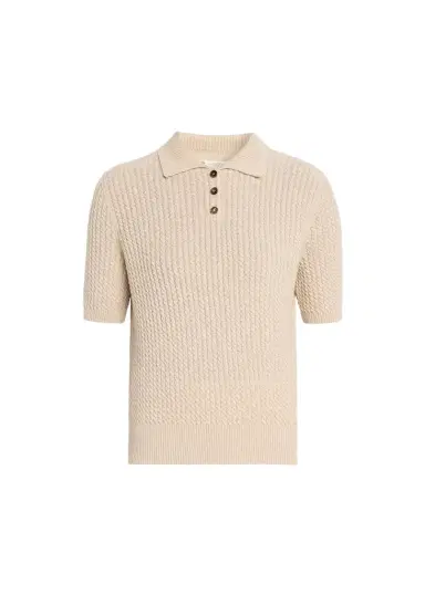 Lafayette 148 New York Cable-Knit Cashmere Polo Sweater | Thumbnail 1