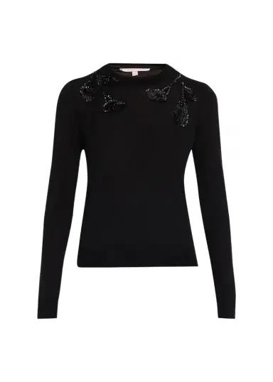 Carolina Herrera Embroidered Wool & Silk-Blend Long-Sleeve Sweater | Thumbnail 1 Carolina Herrera Embroidered Wool & Silk-Blend Long-Sleeve Sweater | Thumbnail 1