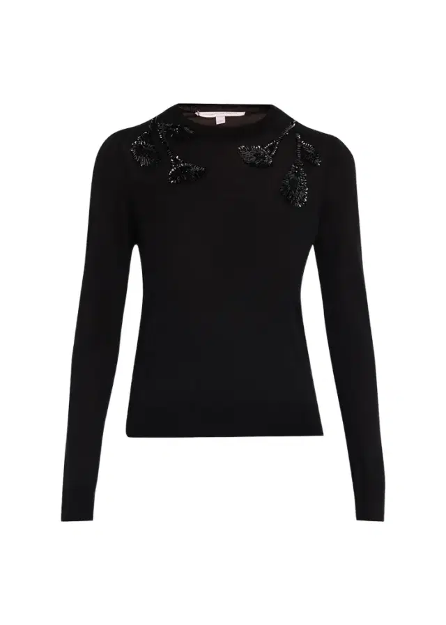 Embroidered Wool & Silk-Blend Long-Sleeve Sweater Embroidered Wool & Silk-Blend Long-Sleeve Sweater