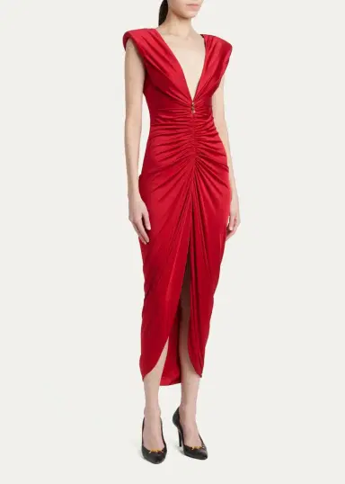 Versace Ruched Tulip-Hem Gown | Thumbnail 4 Versace Ruched Tulip-Hem Gown | Thumbnail 4