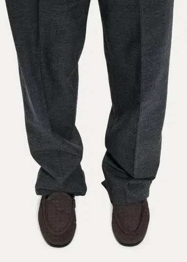 Bottega Veneta Men's Silenzio Intrecciato Suede Moc-Toe Loafers | Thumbnail 2 Bottega Veneta Men's Silenzio Intrecciato Suede Moc-Toe Loafers | Thumbnail 2