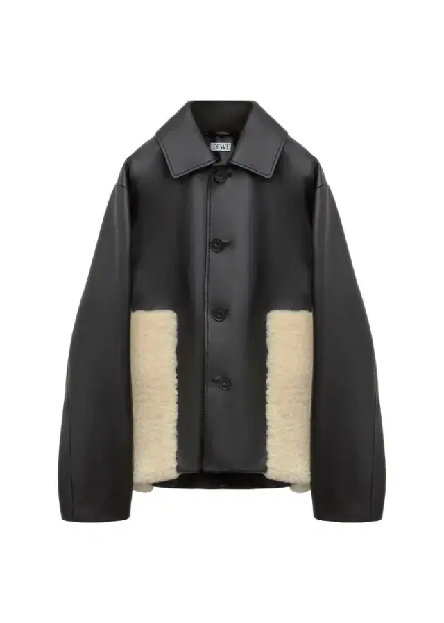 Loewe Leather & Lamb Shearling Single-Breasted Jacket