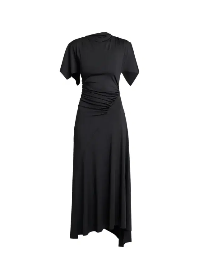 Victoria Beckham Blousey Asymmetric Short-Sleeve Midi Dress