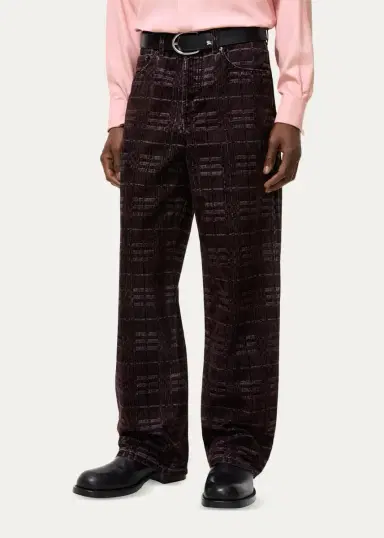 Burberry Men's Relaxed-Fit Check Jeans | Thumbnail 2