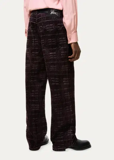 Burberry Men's Relaxed-Fit Check Jeans | Thumbnail 3