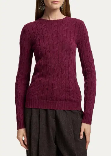 Ralph Lauren Collection Cable-Knit Cashmere Crewneck Sweater | Thumbnail 4