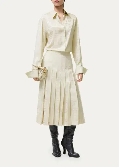 Burberry Annalie Jacquard-Check Silk Midi Skirt | Thumbnail 2 Burberry Annalie Jacquard-Check Silk Midi Skirt | Thumbnail 2