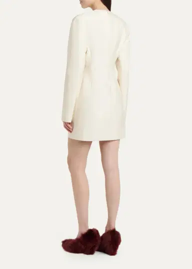 Bottega Veneta Long-Sleeve Cotton-Silk Toile Mini Dress | Thumbnail 3
