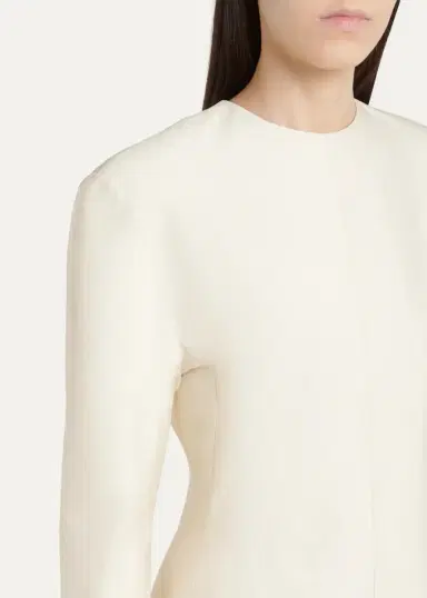 Bottega Veneta Long-Sleeve Cotton-Silk Toile Mini Dress | Thumbnail 5