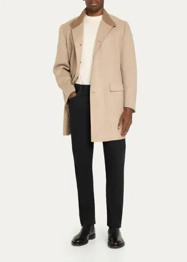 Cesare Attolini Men's Cashmere Flap-Pocket Carcoat | Thumbnail 2