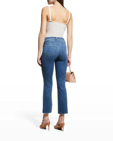 L'Agence Kendra High-Rise Crop Flare Jeans with Raw Hem | Thumbnail 4 L'Agence Kendra High-Rise Crop Flare Jeans with Raw Hem | Thumbnail 4