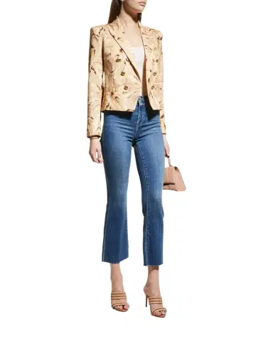 L'Agence Kendra High-Rise Crop Flare Jeans with Raw Hem | Thumbnail 1 L'Agence Kendra High-Rise Crop Flare Jeans with Raw Hem | Thumbnail 1