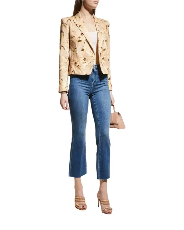 L'Agence Kendra High-Rise Crop Flare Jeans with Raw Hem