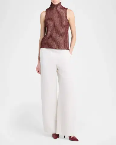 Giorgio Armani Button Turtleneck Rib Knit Tank Top | Thumbnail 2 Giorgio Armani Button Turtleneck Rib Knit Tank Top | Thumbnail 2