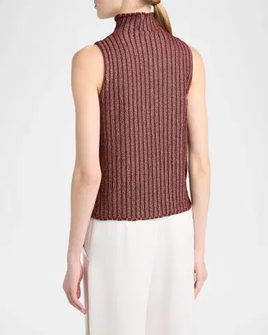 Giorgio Armani Button Turtleneck Rib Knit Tank Top | Thumbnail 3 Giorgio Armani Button Turtleneck Rib Knit Tank Top | Thumbnail 3