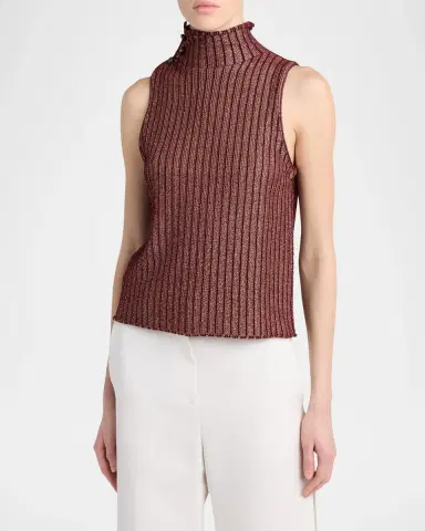 Giorgio Armani Button Turtleneck Rib Knit Tank Top | Thumbnail 4 Giorgio Armani Button Turtleneck Rib Knit Tank Top | Thumbnail 4
