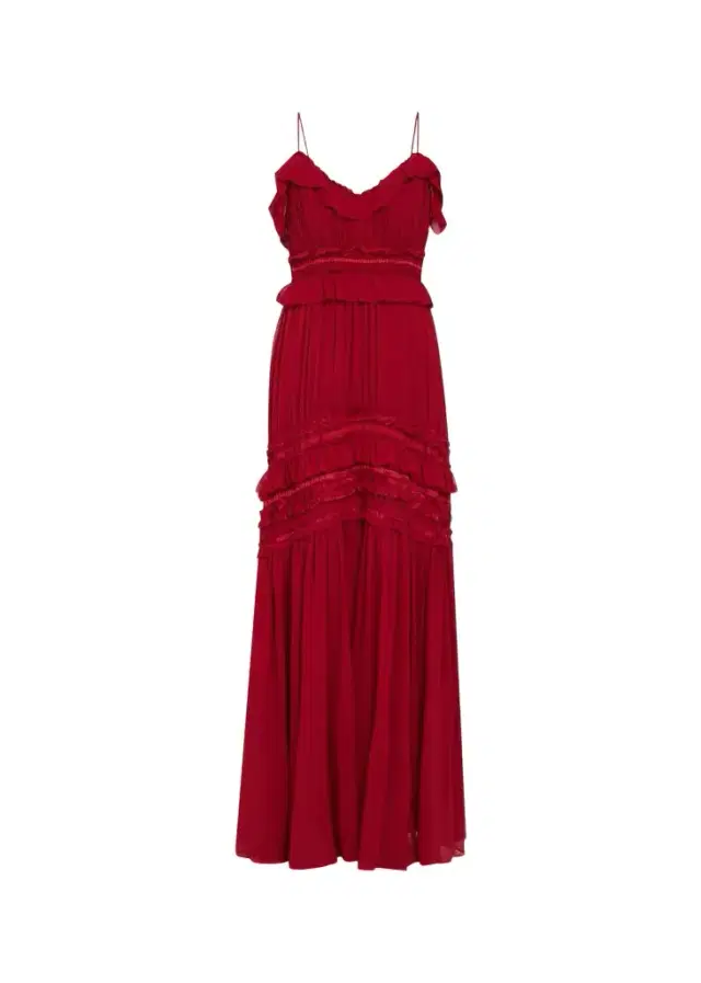 Ulla Johnson Dorothea Ribbon-Trim Ruffle Silk Gown