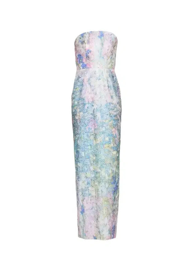 Strapless Printed Sequin Column Gown