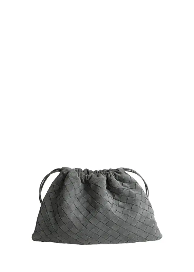 Suede Drawstring Pouch Clutch Bag