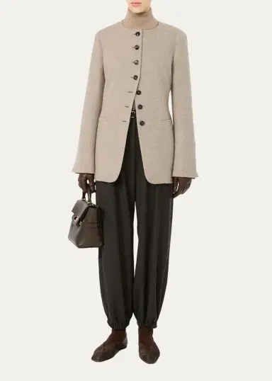 Max Mara Cashmere Single-Breasted Collarless Jacket | Thumbnail 2