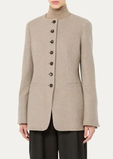 Max Mara Cashmere Single-Breasted Collarless Jacket | Thumbnail 4