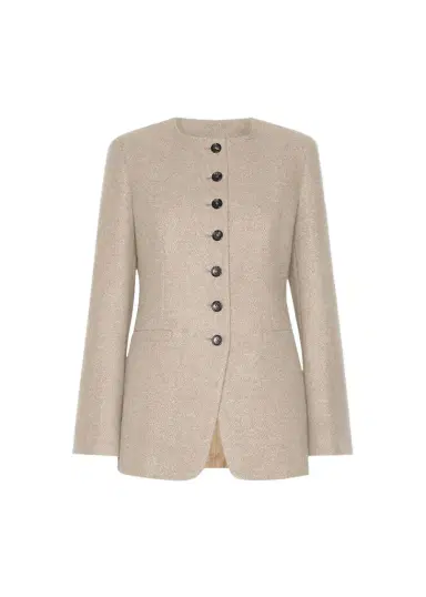 Max Mara Cashmere Single-Breasted Collarless Jacket | Thumbnail 1