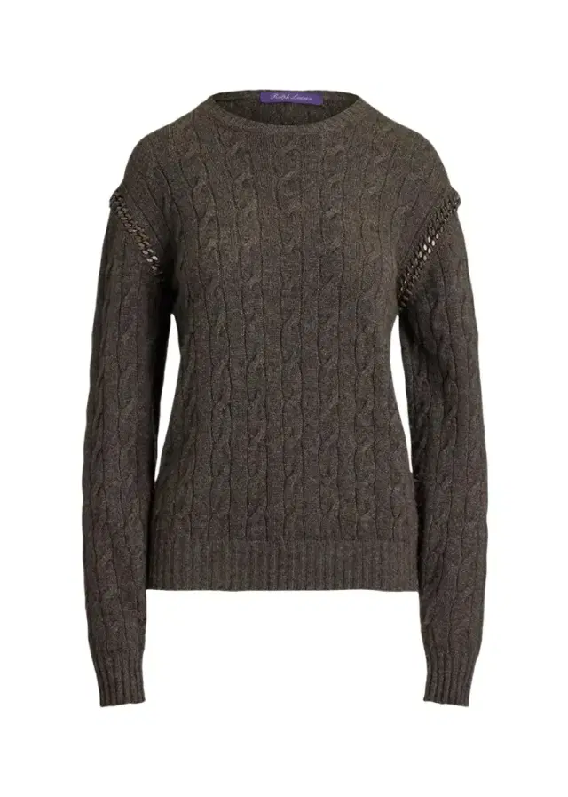 Ralph Lauren Collection Chain-Trim Cable Cashmere Sweater