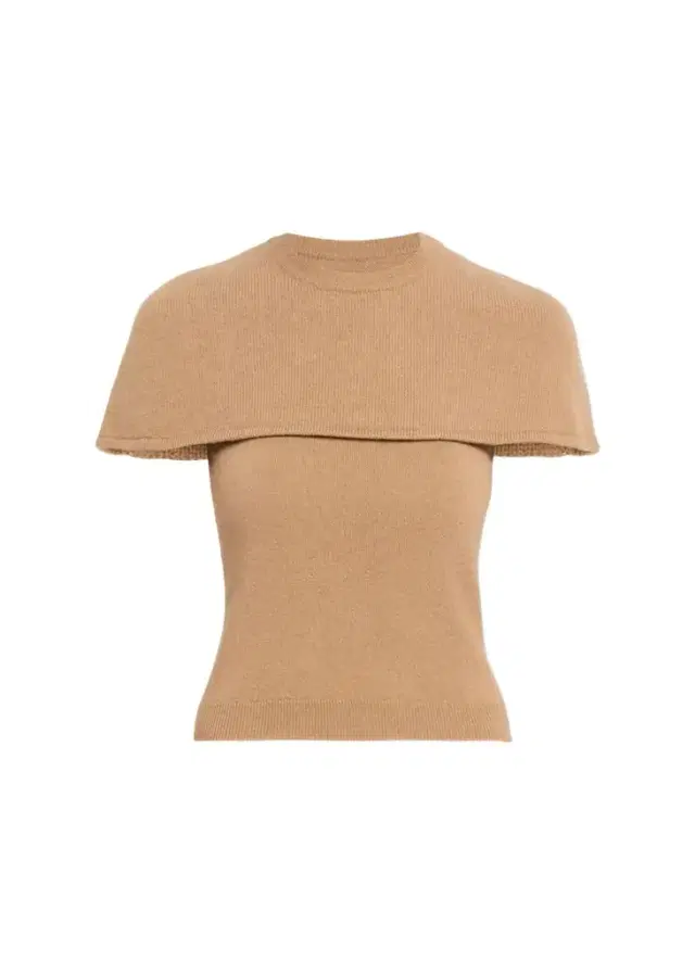 Simkhai Yuki Short-Sleeve Cashmere Cape Top